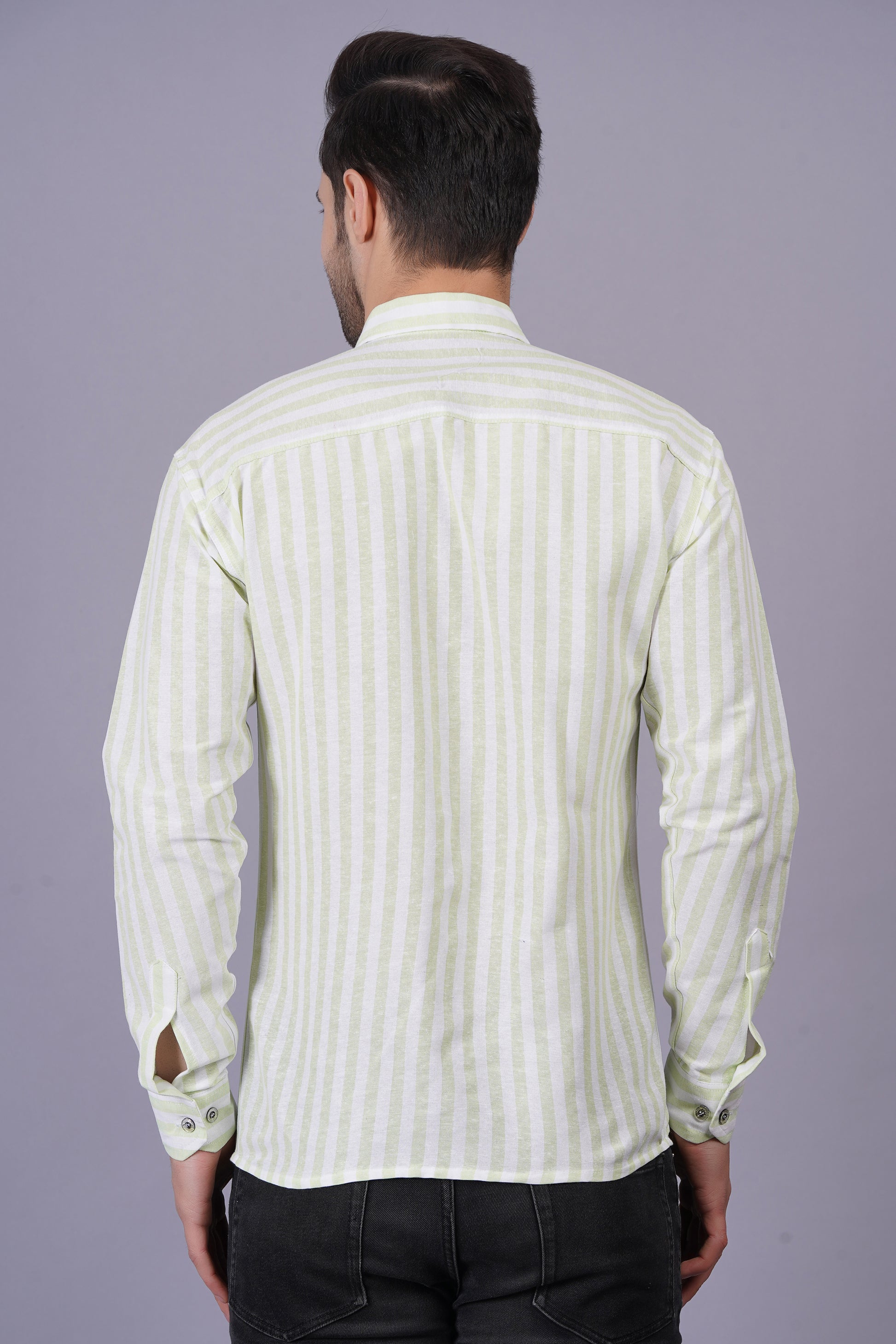 Green Khadi Cotton Fabric Full Sleeve Casual Shirt