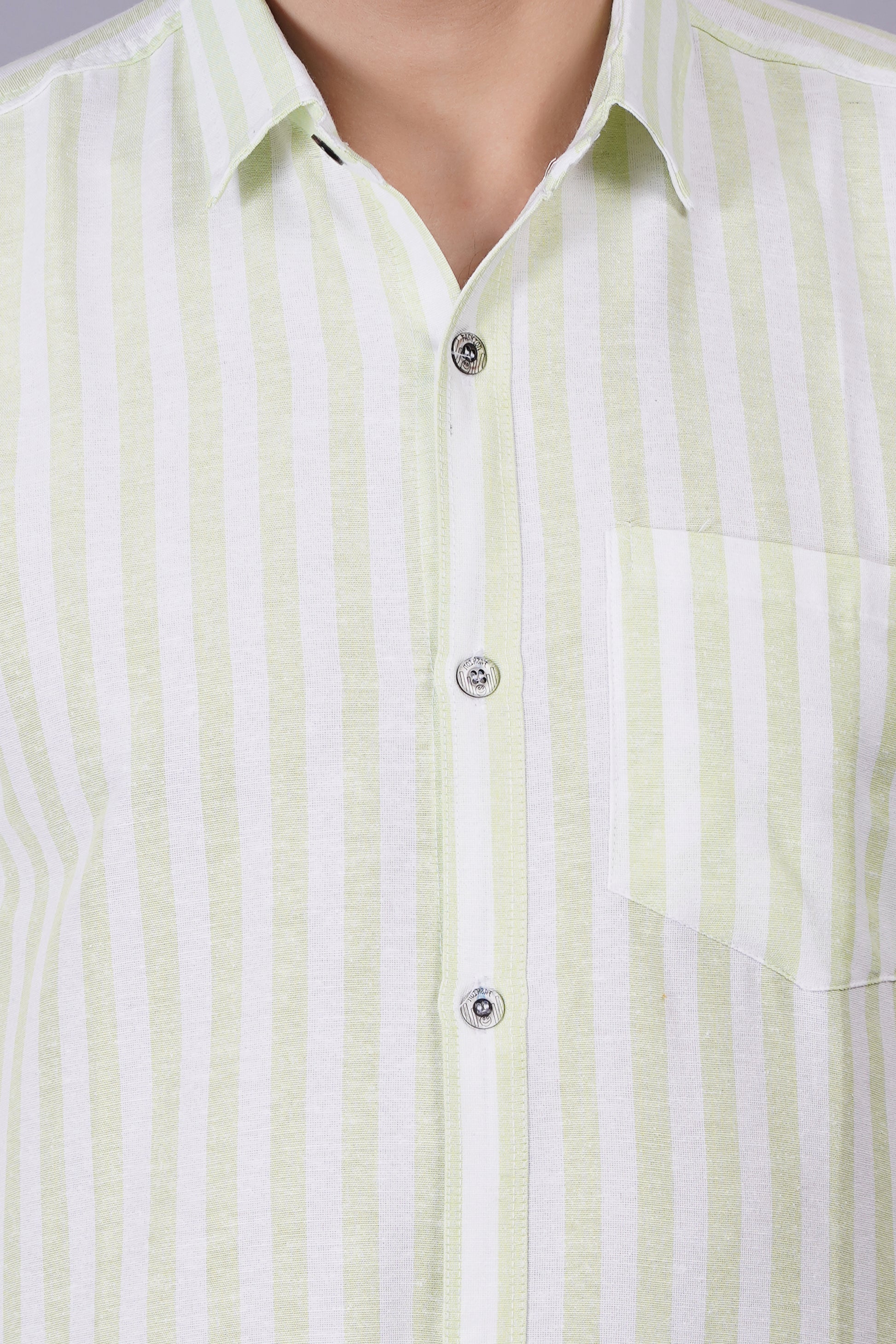 Green Khadi Cotton Fabric Full Sleeve Casual Shirt