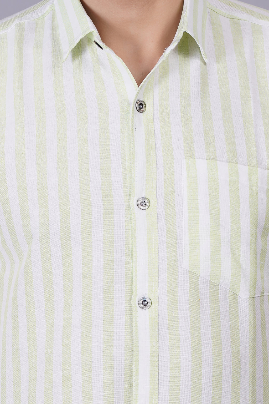 Green Khadi Cotton Fabric Full Sleeve Casual Shirt