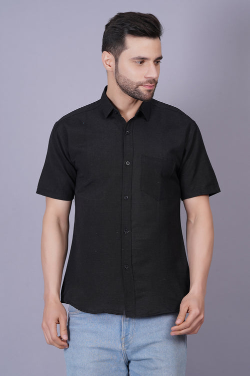 Black Solid Casual Slim Fit Shirt