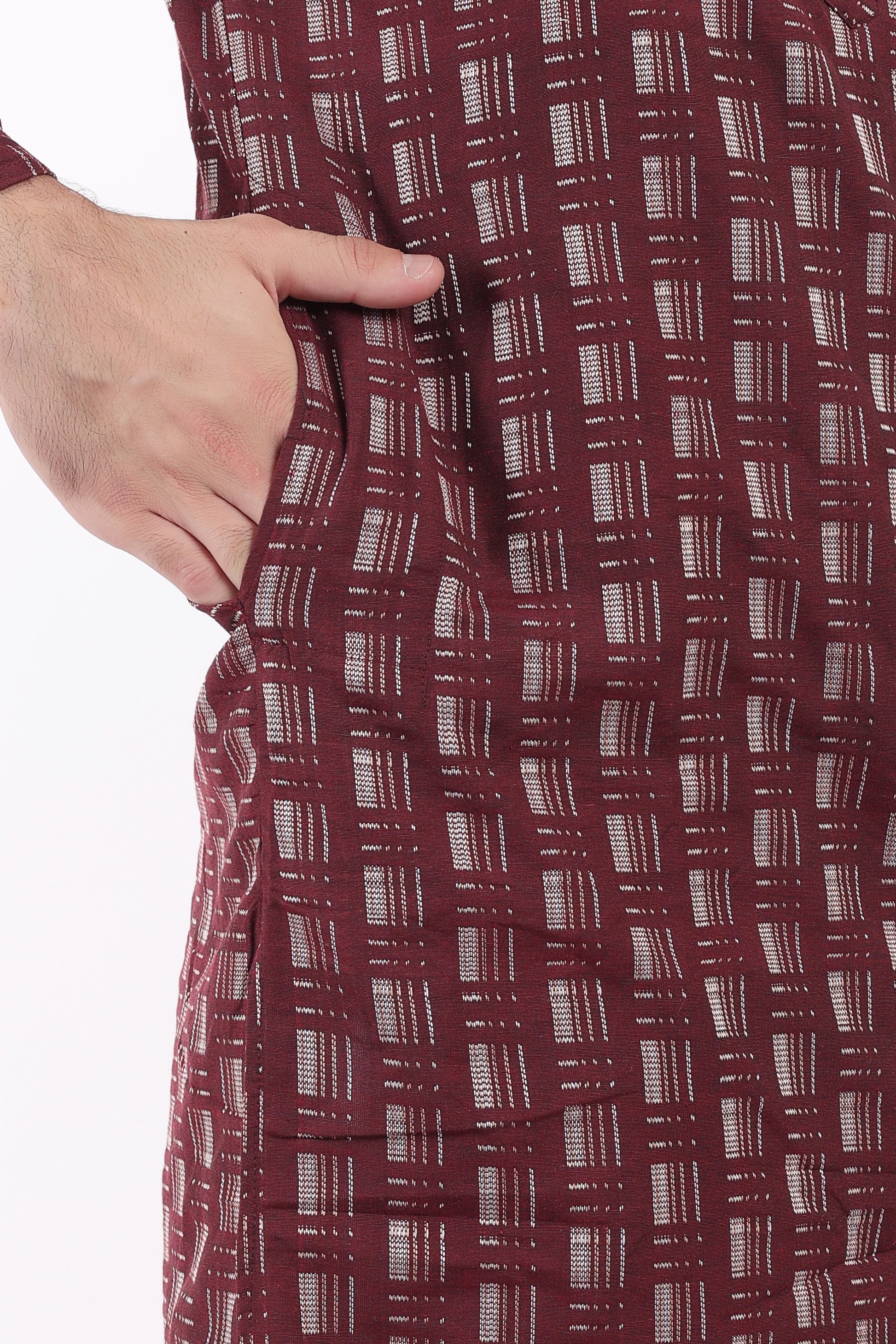 Cotton Self Woven Design Kurta Pyjama