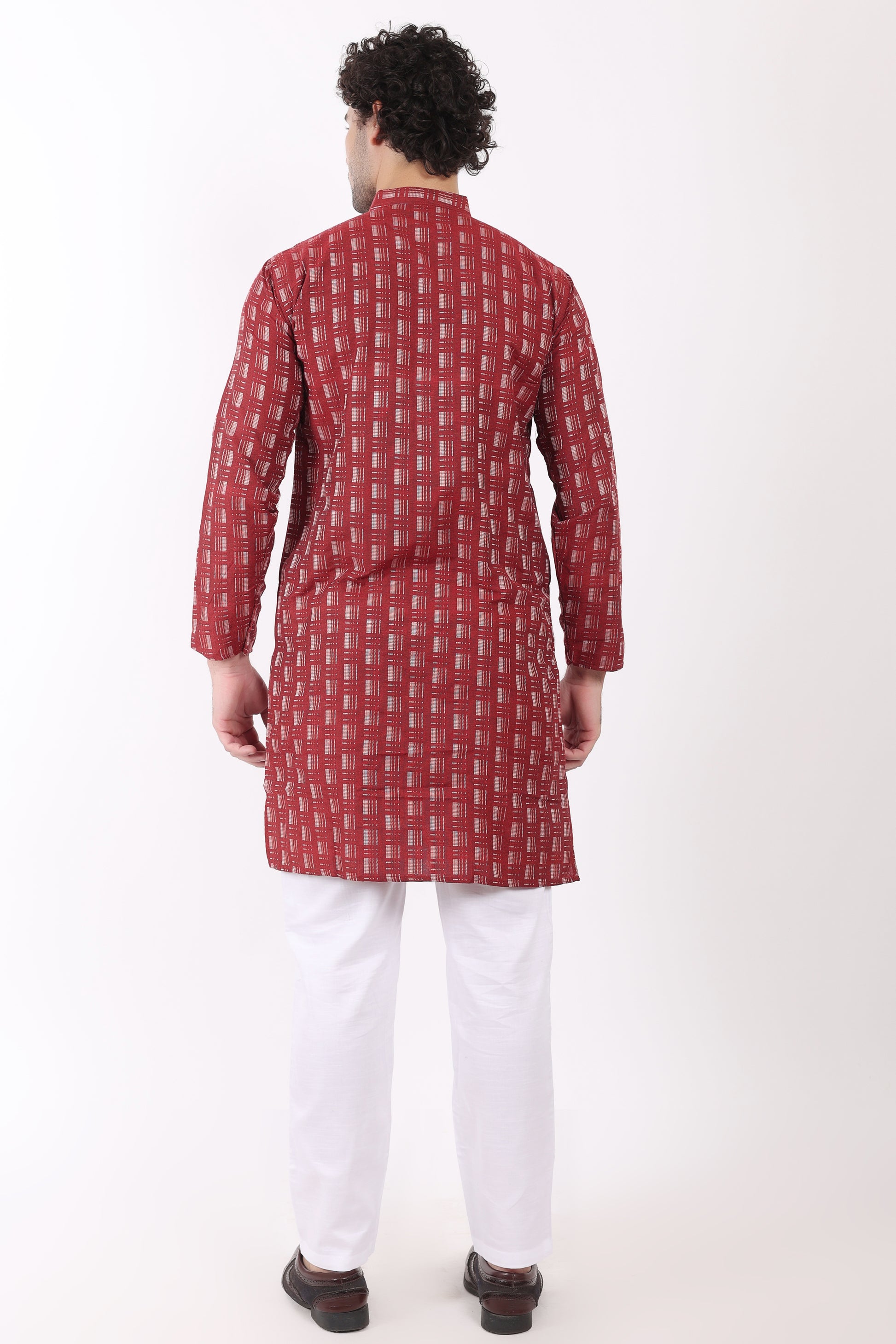 Cotton Self Woven Design Kurta Pyjama