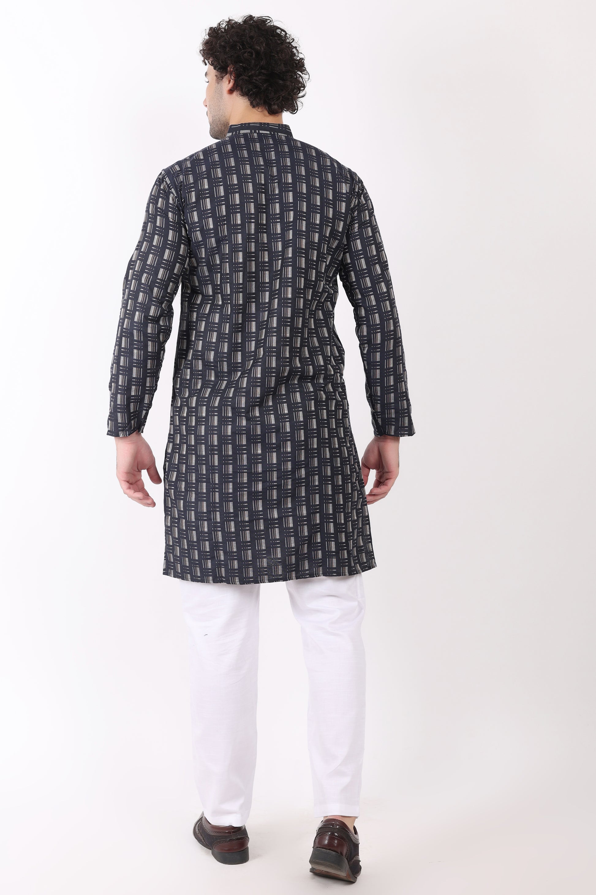 Cotton Self Woven Design Kurta Pyjama