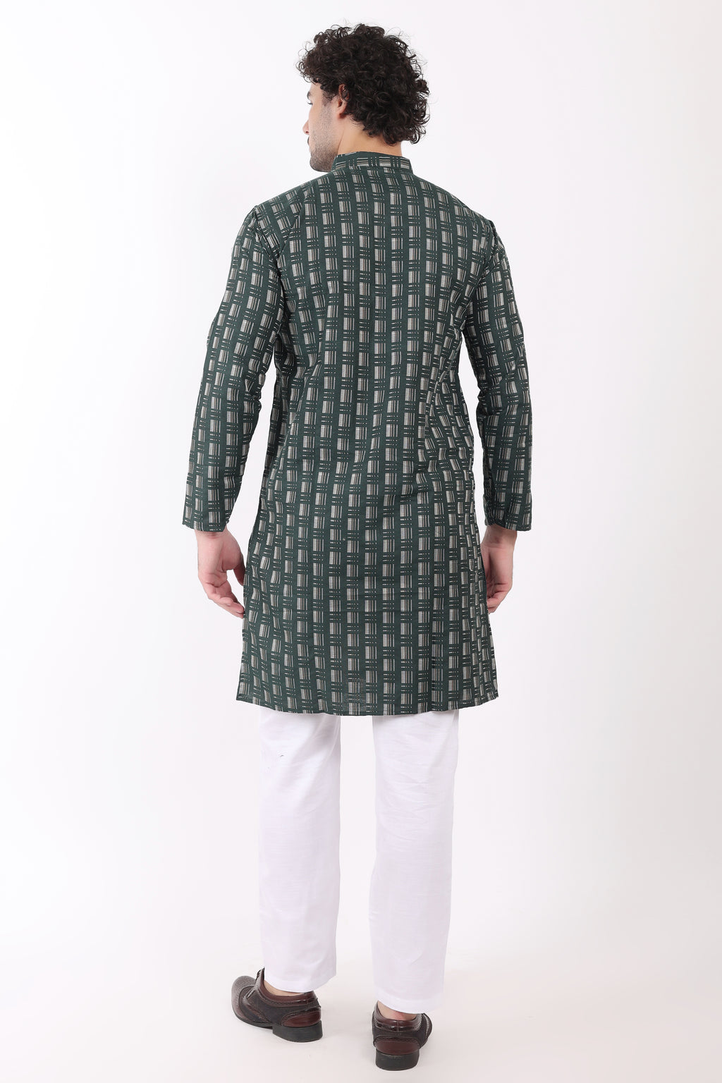 Cotton Self Woven Design Kurta Pyjama for Men