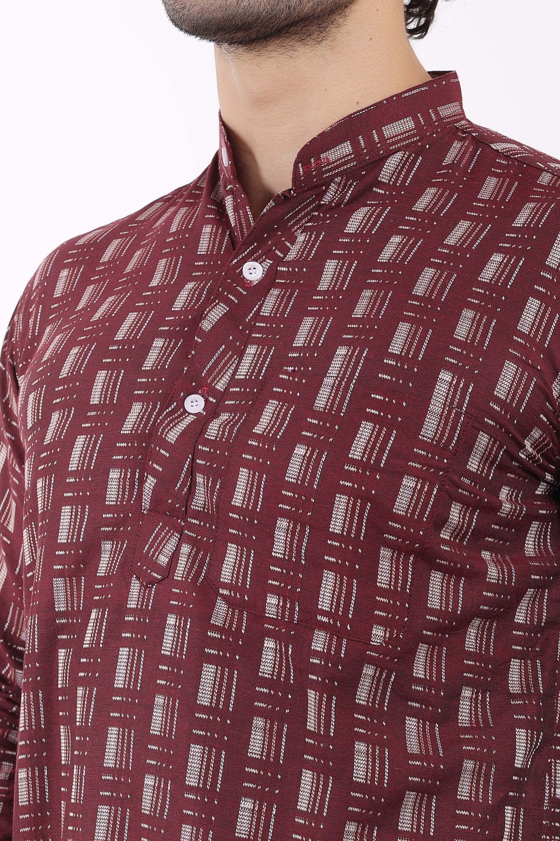 Cotton Self Woven Design Kurta Pyjama