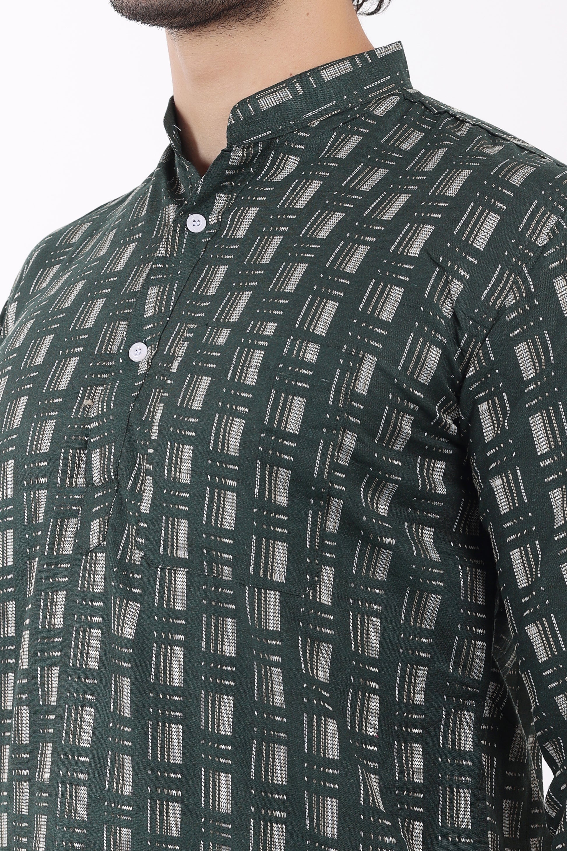 Cotton Self Woven Design Kurta Pyjama for Men