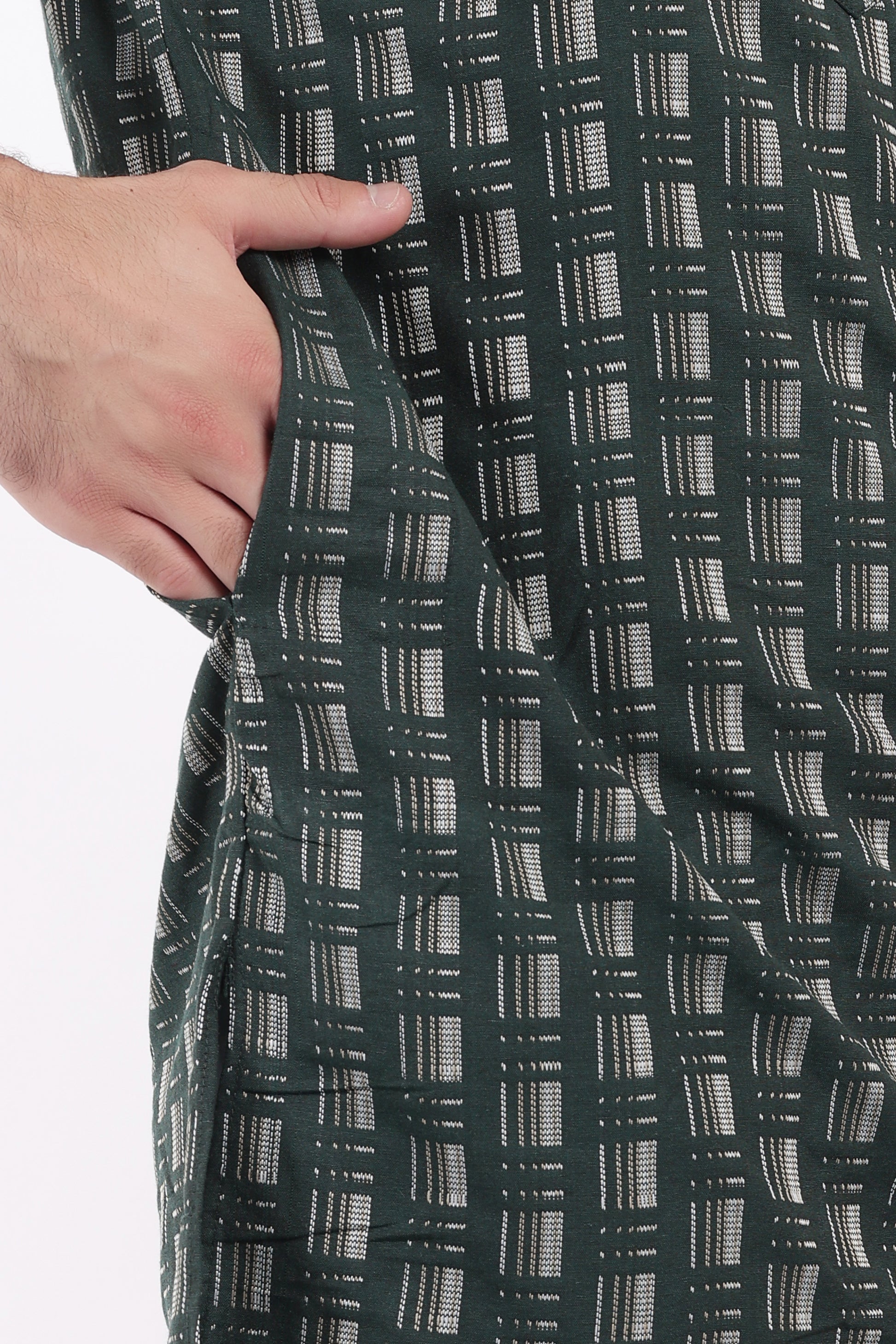 Cotton Self Woven Design Kurta Pyjama for Men