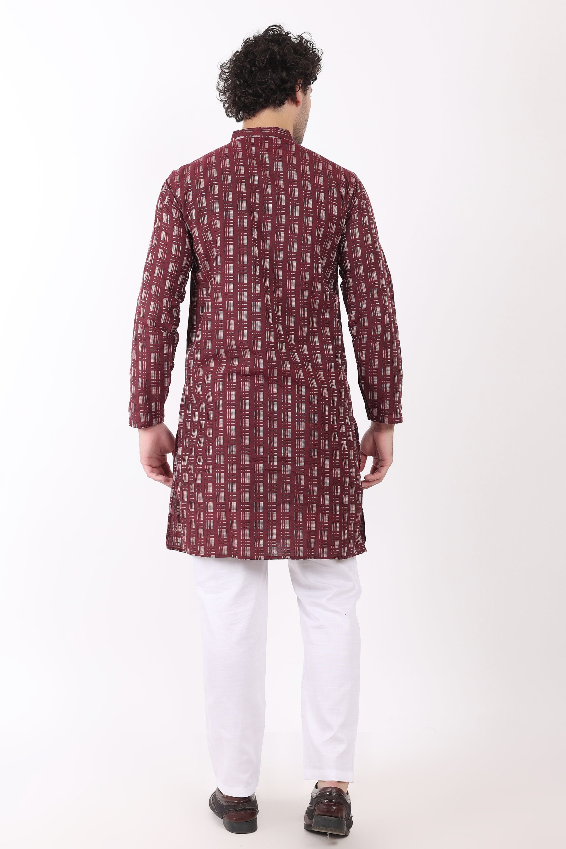 Cotton Self Woven Design Kurta Pyjama