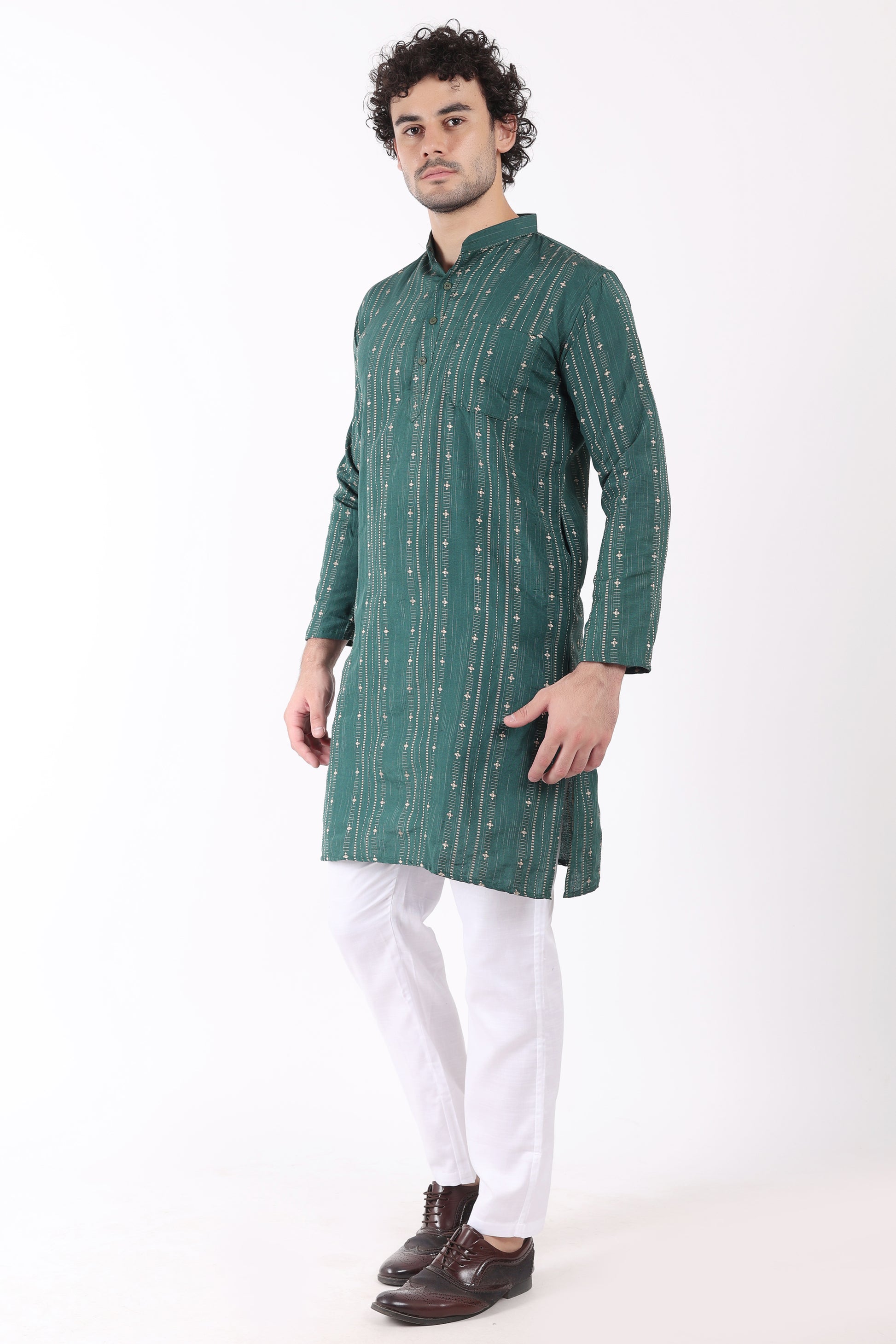 Cotton Woven Design Kurta Pyjama