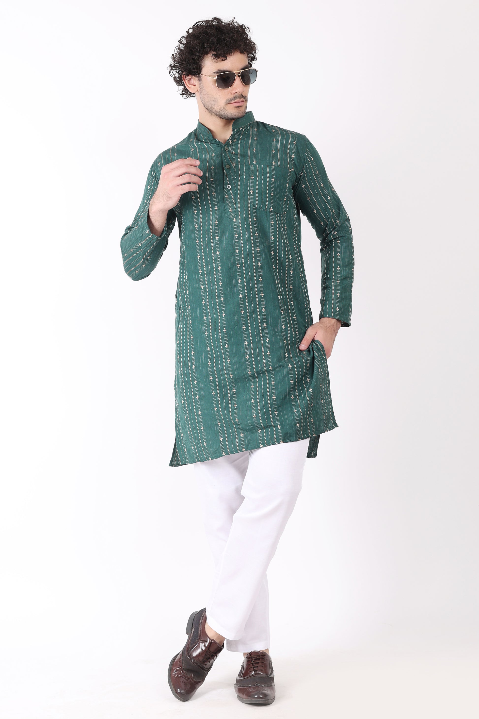 Cotton Woven Design Kurta Pyjama