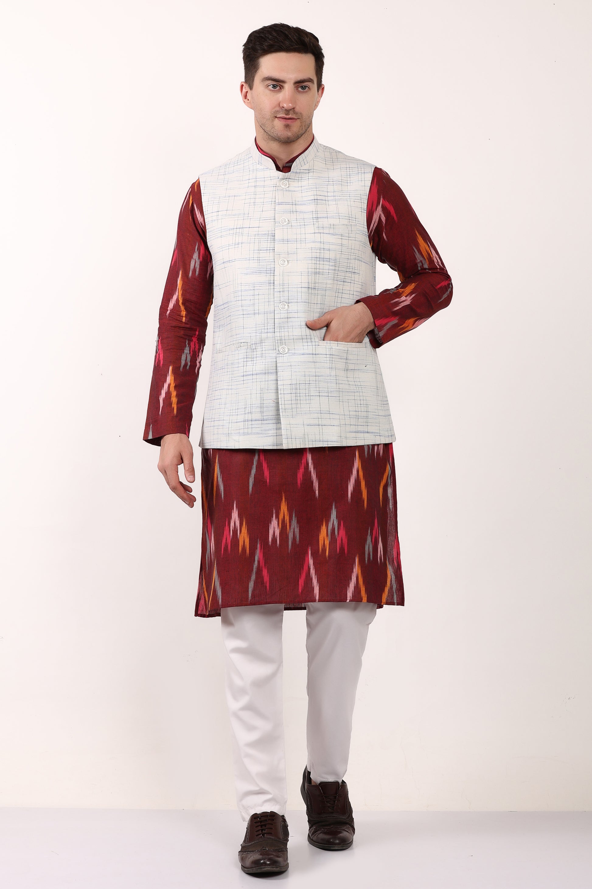 Pure Khadi Cotton Waistcoat/Jacket (Blue)
