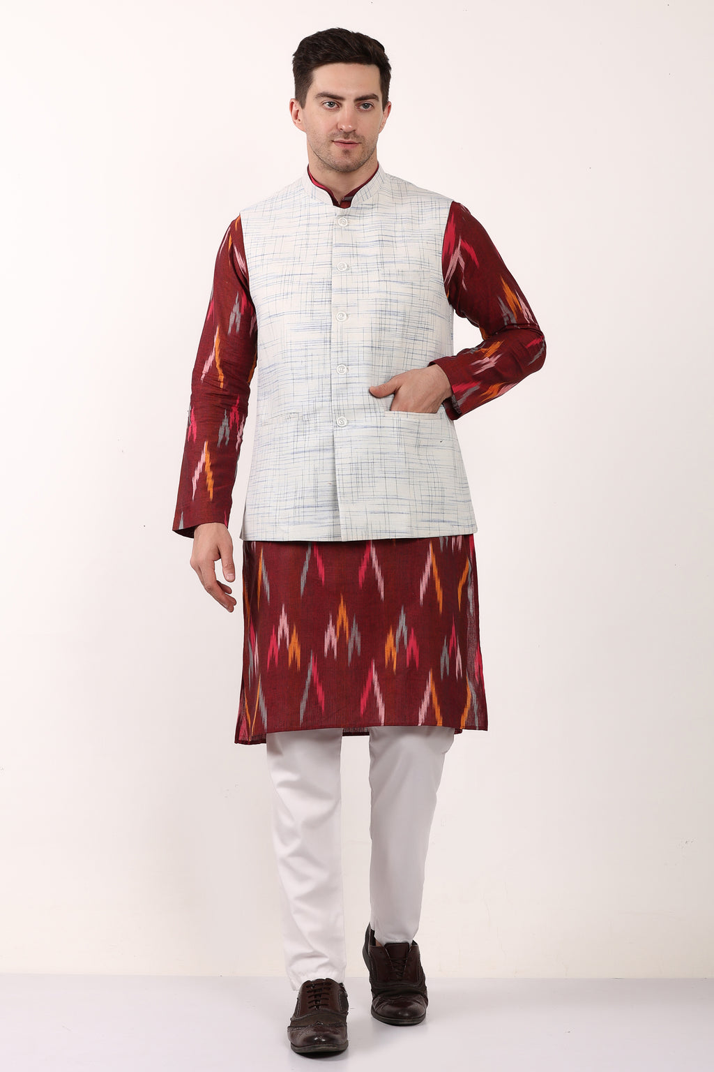 Pure Khadi Cotton Waistcoat/Jacket (Blue)