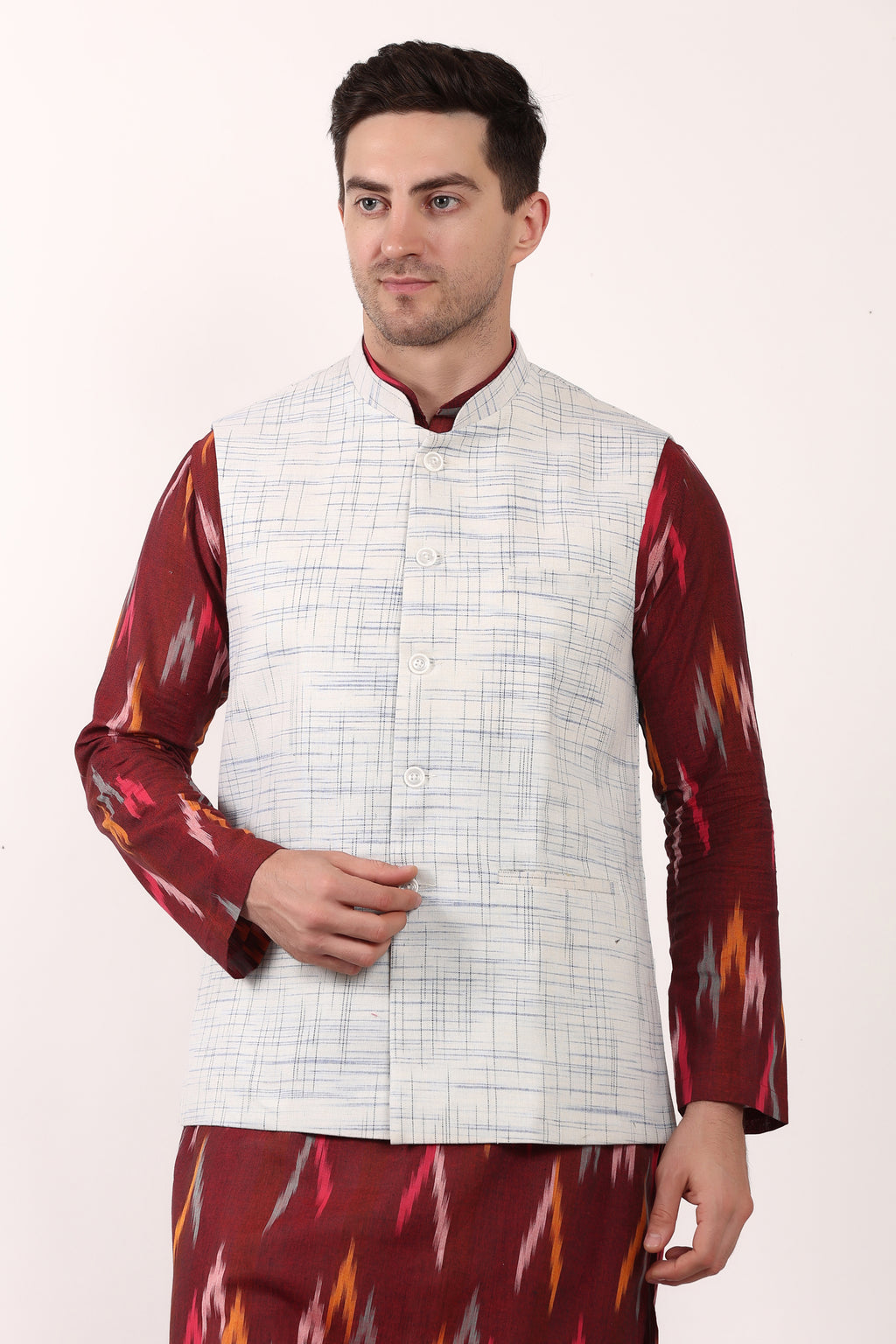 Pure Khadi Cotton Waistcoat/Jacket (Blue)