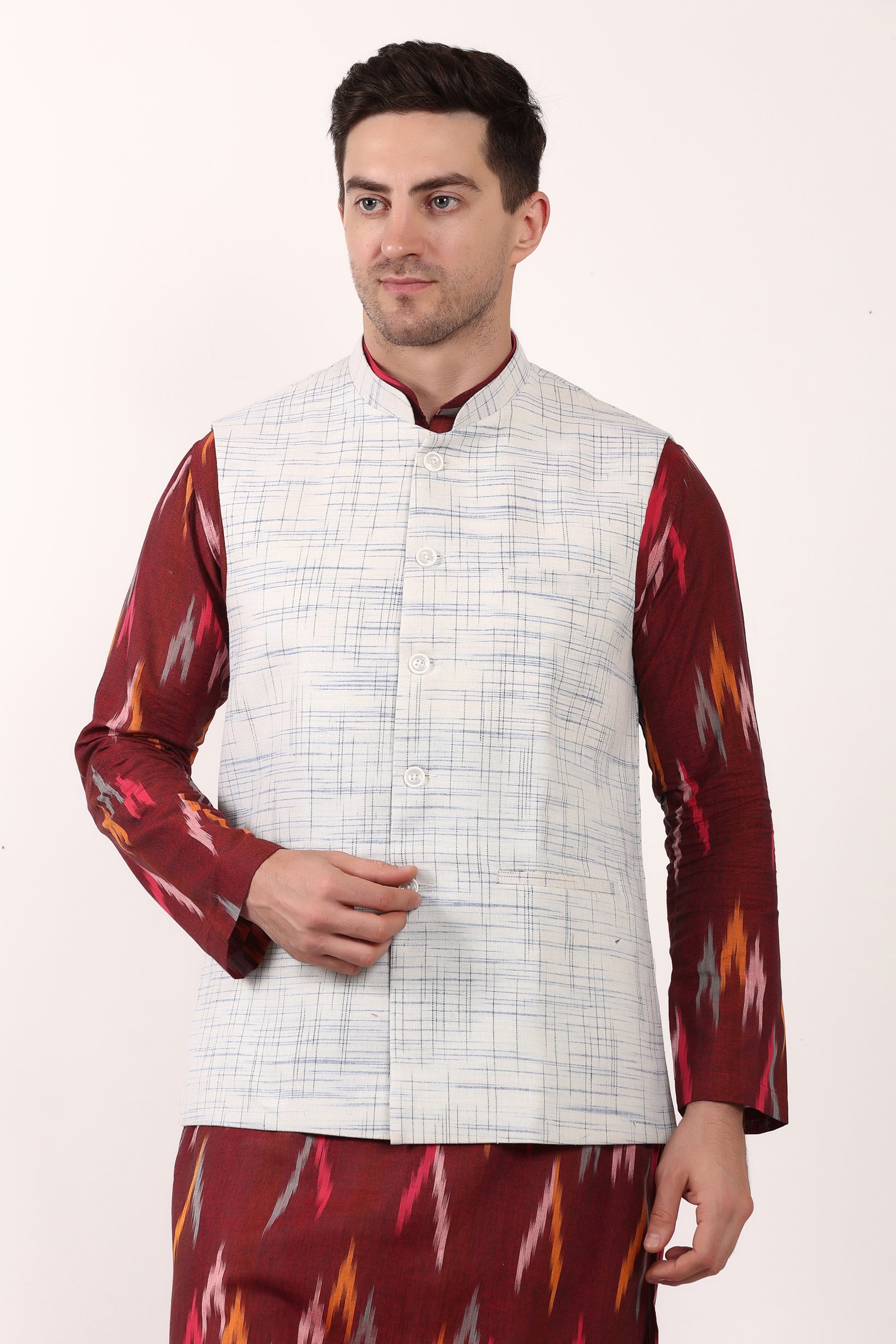 Pure Khadi Cotton Waistcoat/Jacket (Blue)