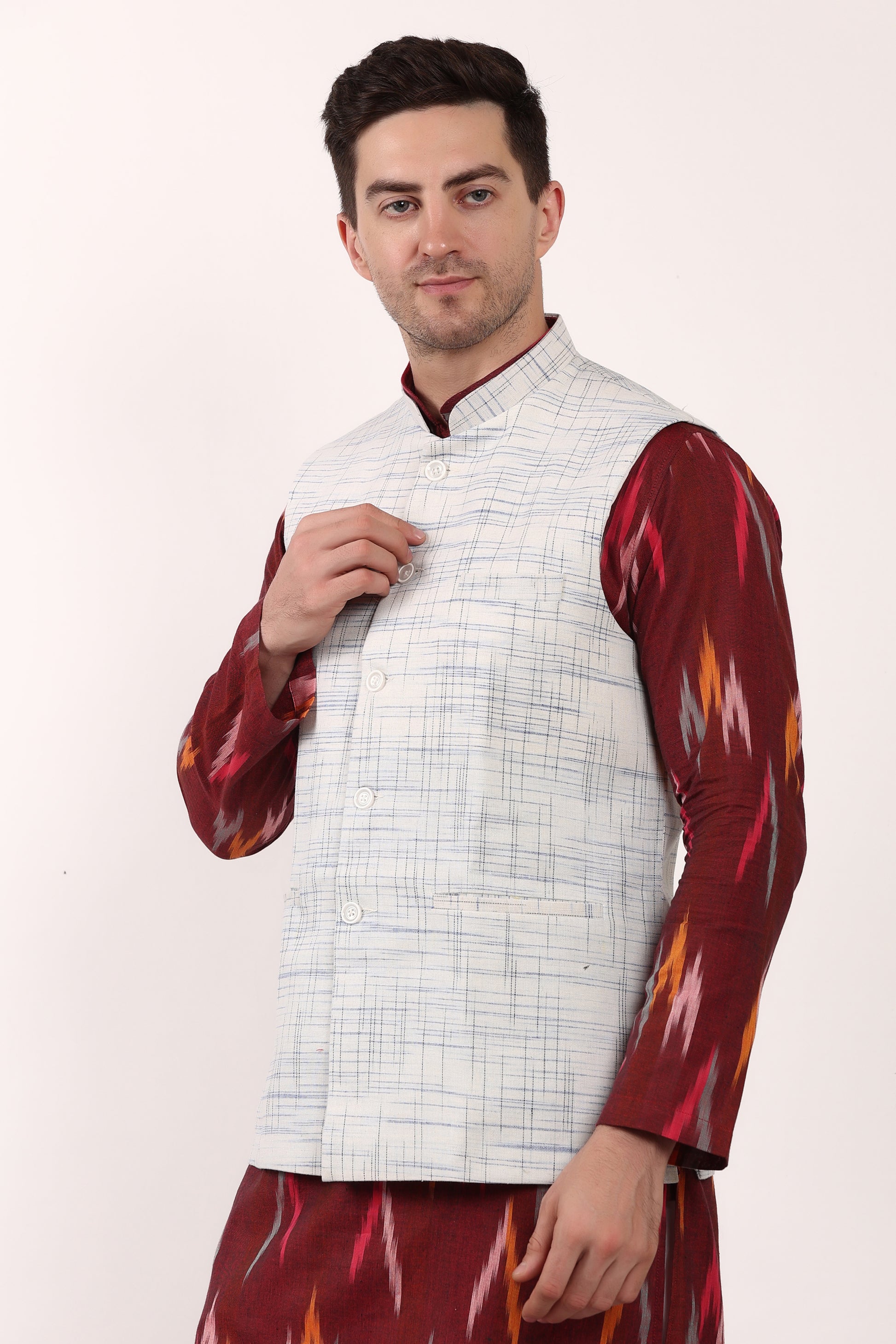 Pure Khadi Cotton Waistcoat/Jacket (Blue)