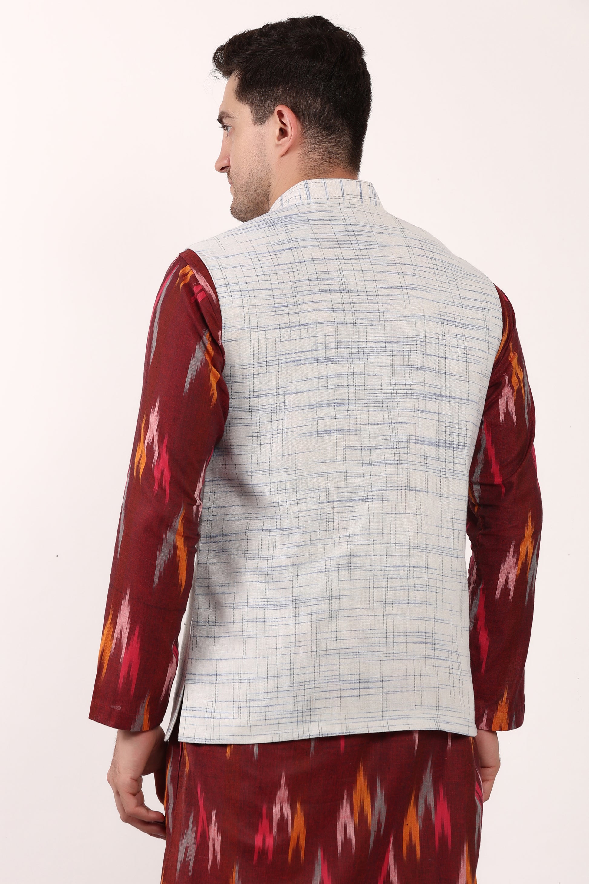 Pure Khadi Cotton Waistcoat/Jacket (Blue)