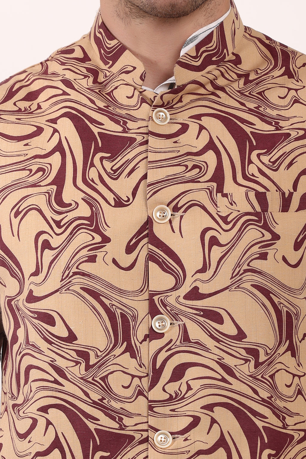 Printed Cotton Self Design Waistcoat/Jacket (Maroon)