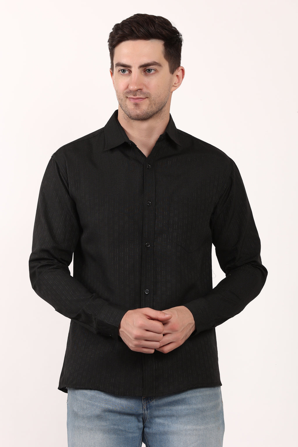 Black Self Design Casual Shirt