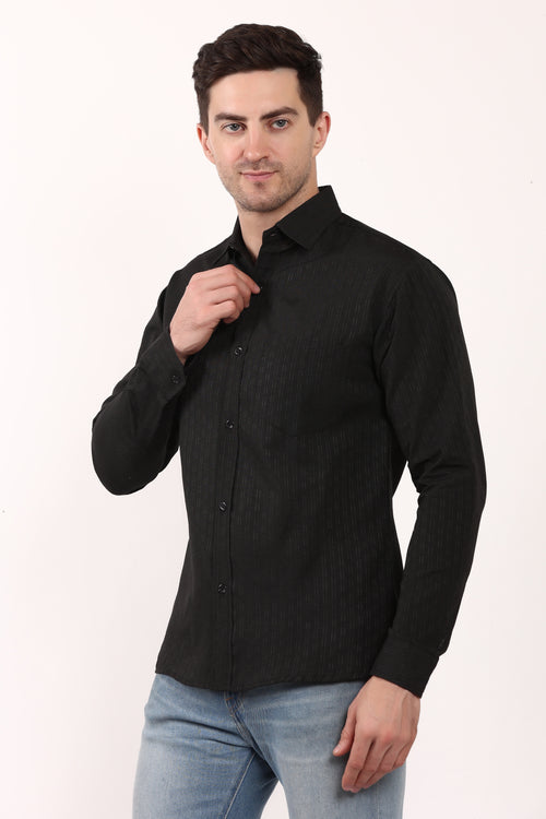 Black Self Design Casual Shirt