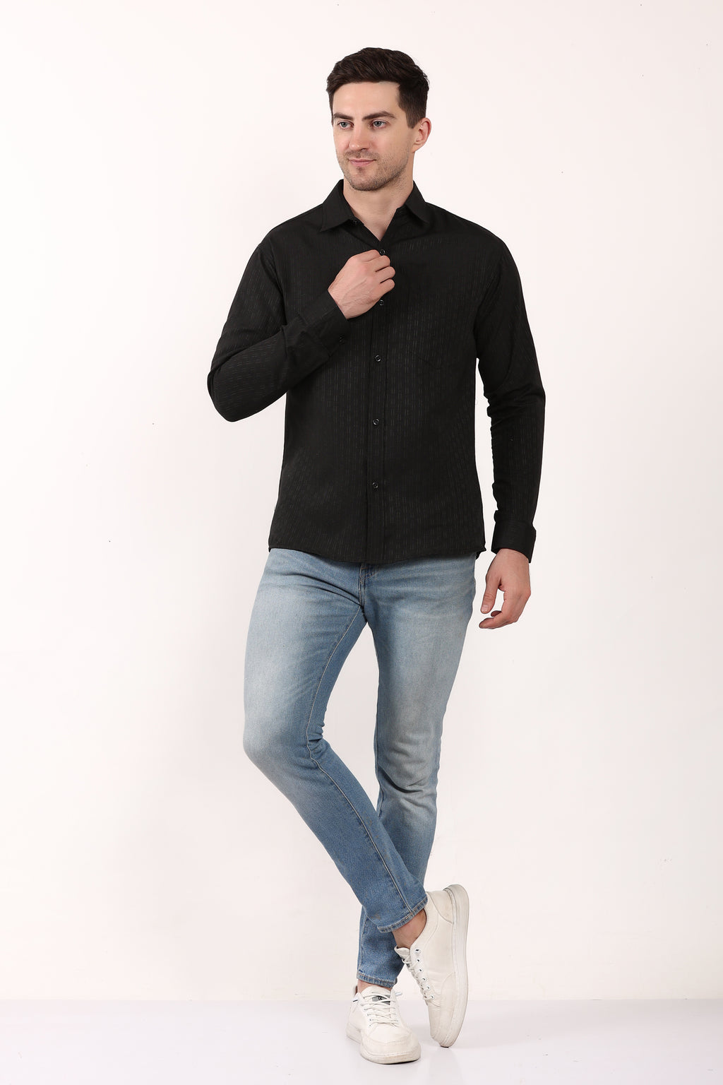 Black Self Design Casual Shirt