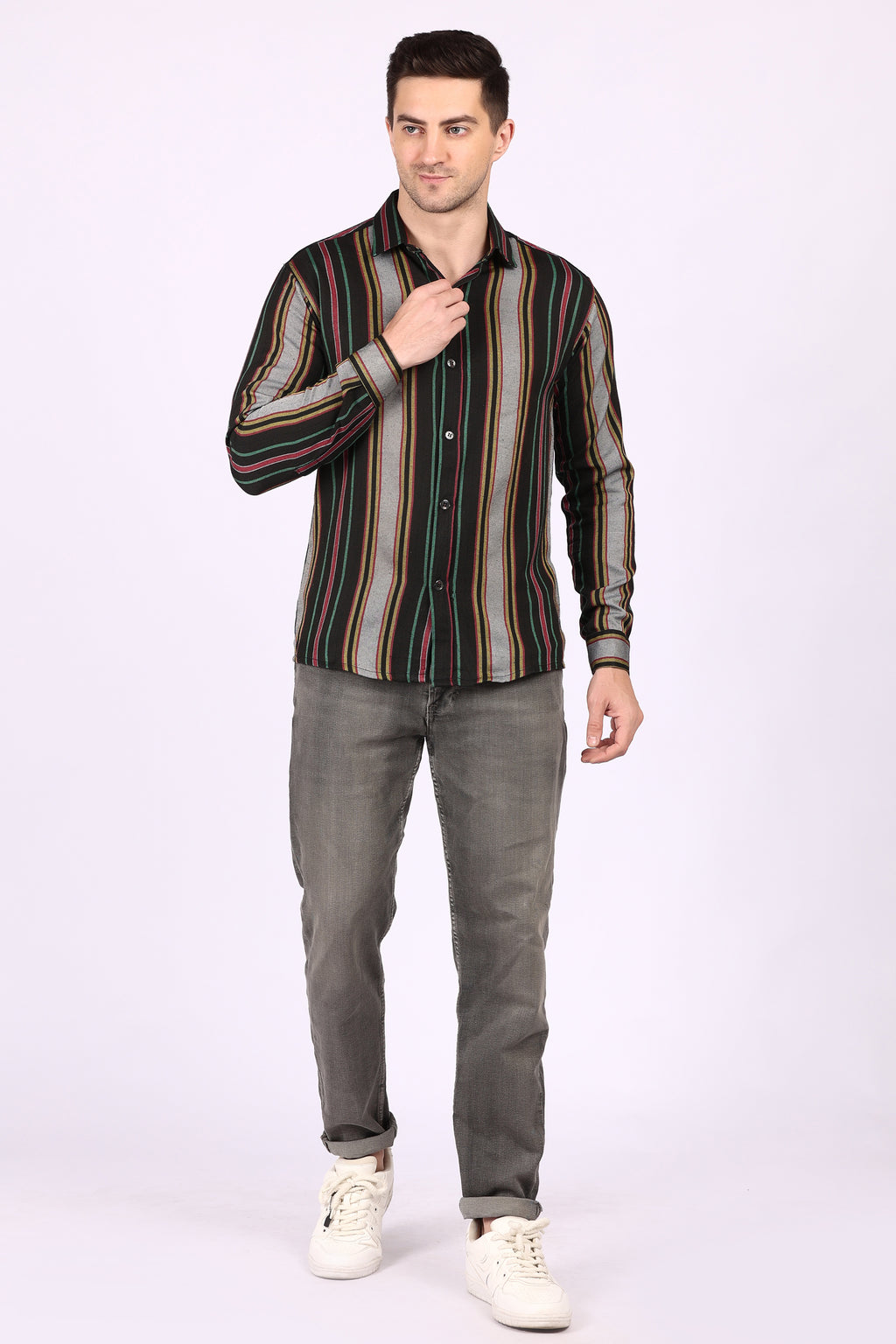 Cotton Stripes Twill Casual Shirt for Winter