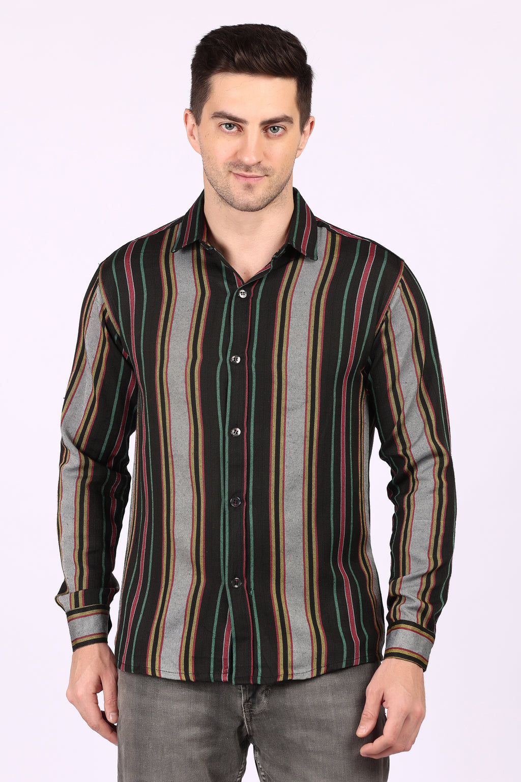 Cotton Stripes Twill Casual Shirt for Winter
