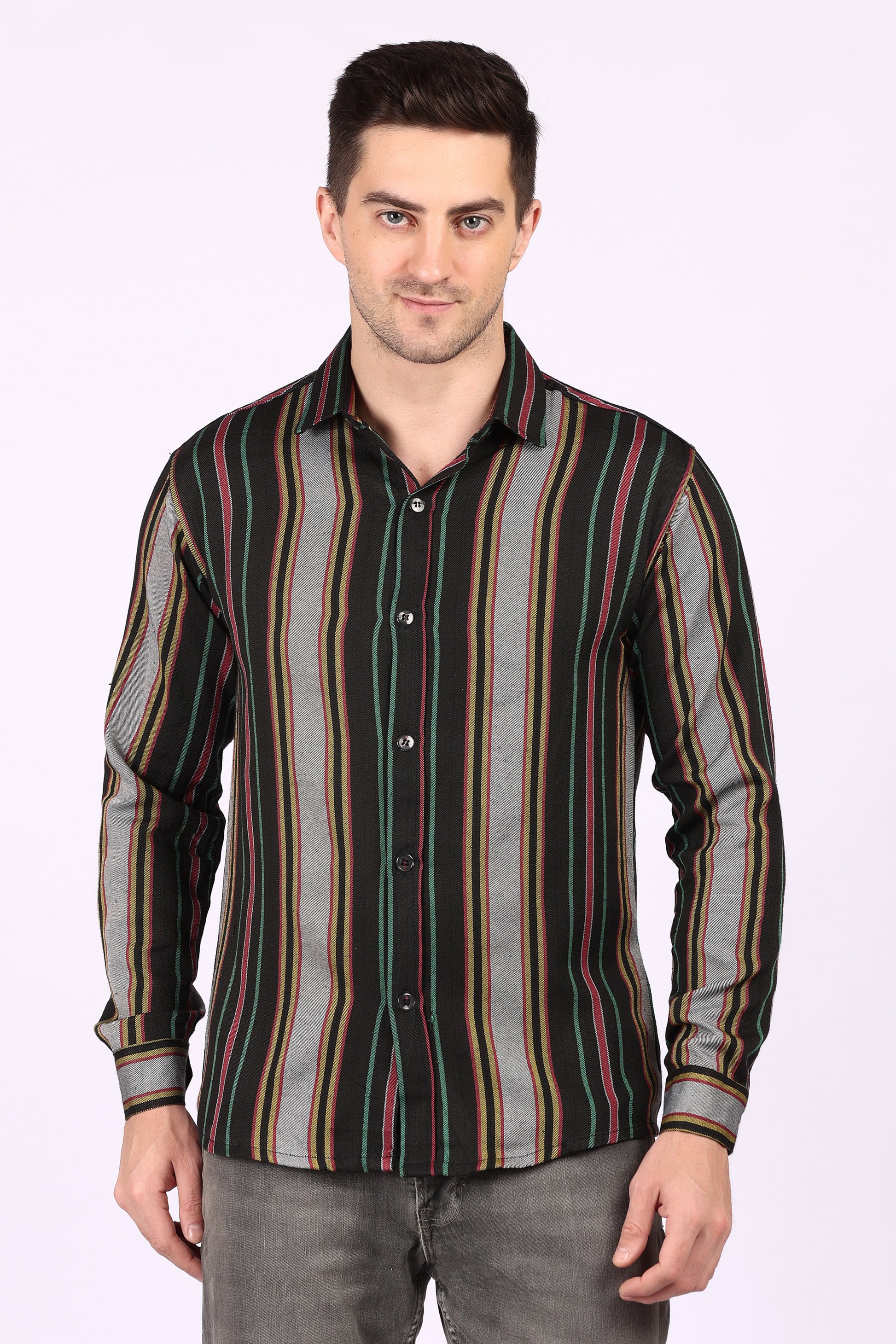 Cotton Stripes Twill Casual Shirt for Winter