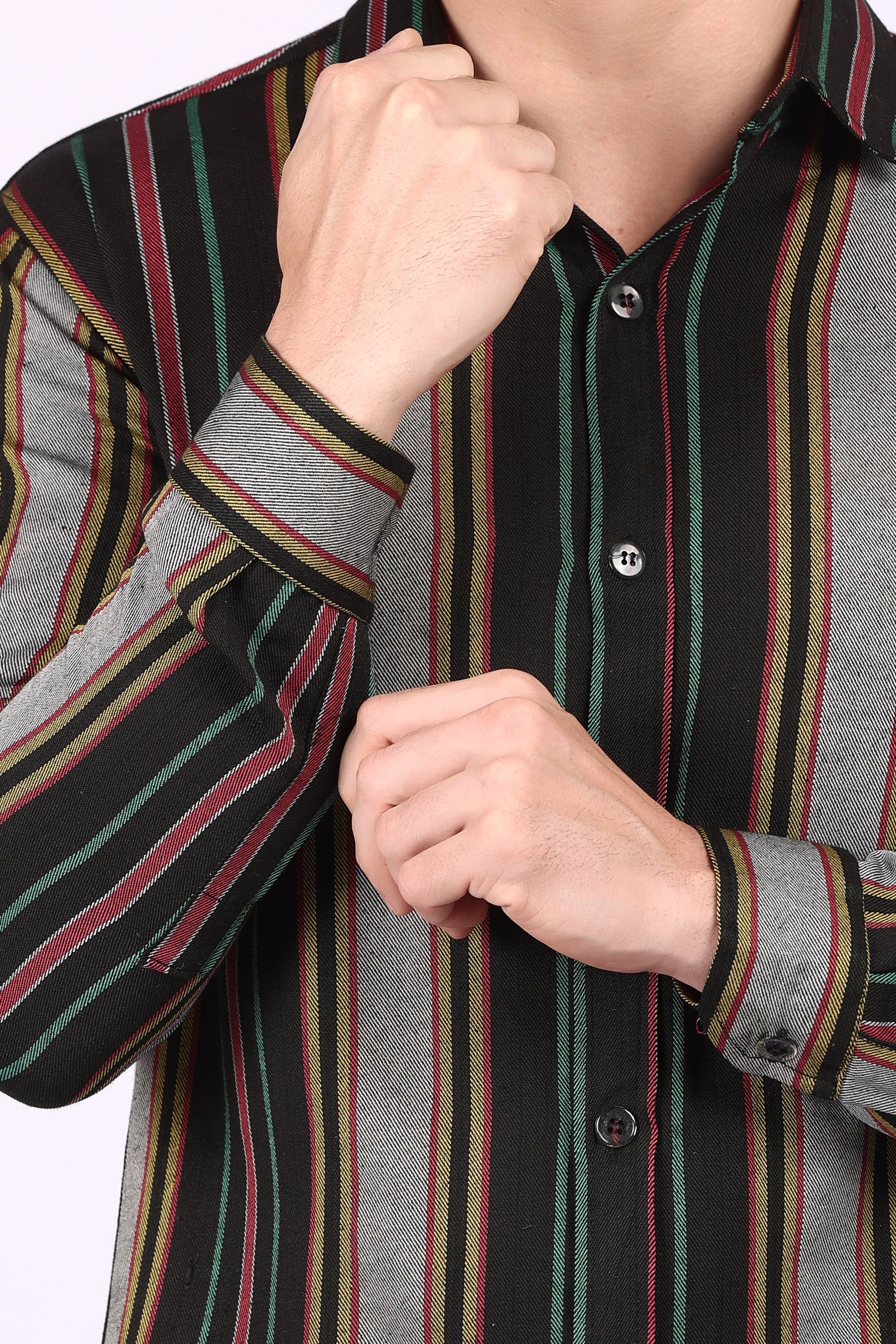 Cotton Stripes Twill Casual Shirt for Winter