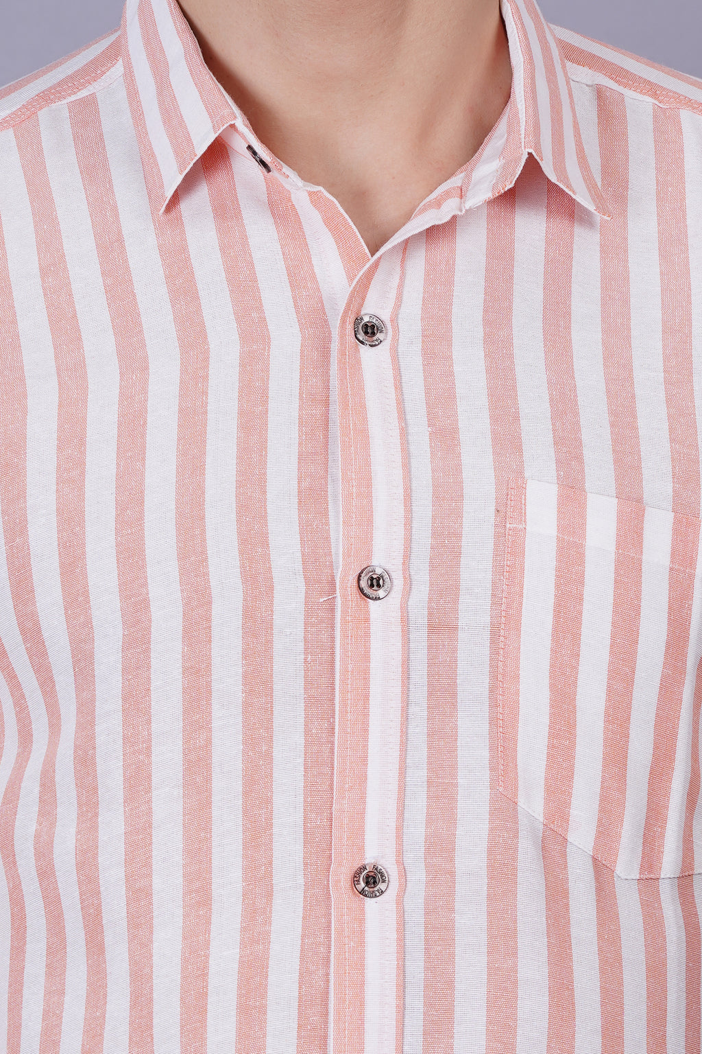 Orange Khadi Cotton Fabric Regular Fit Men's Casual Shirt