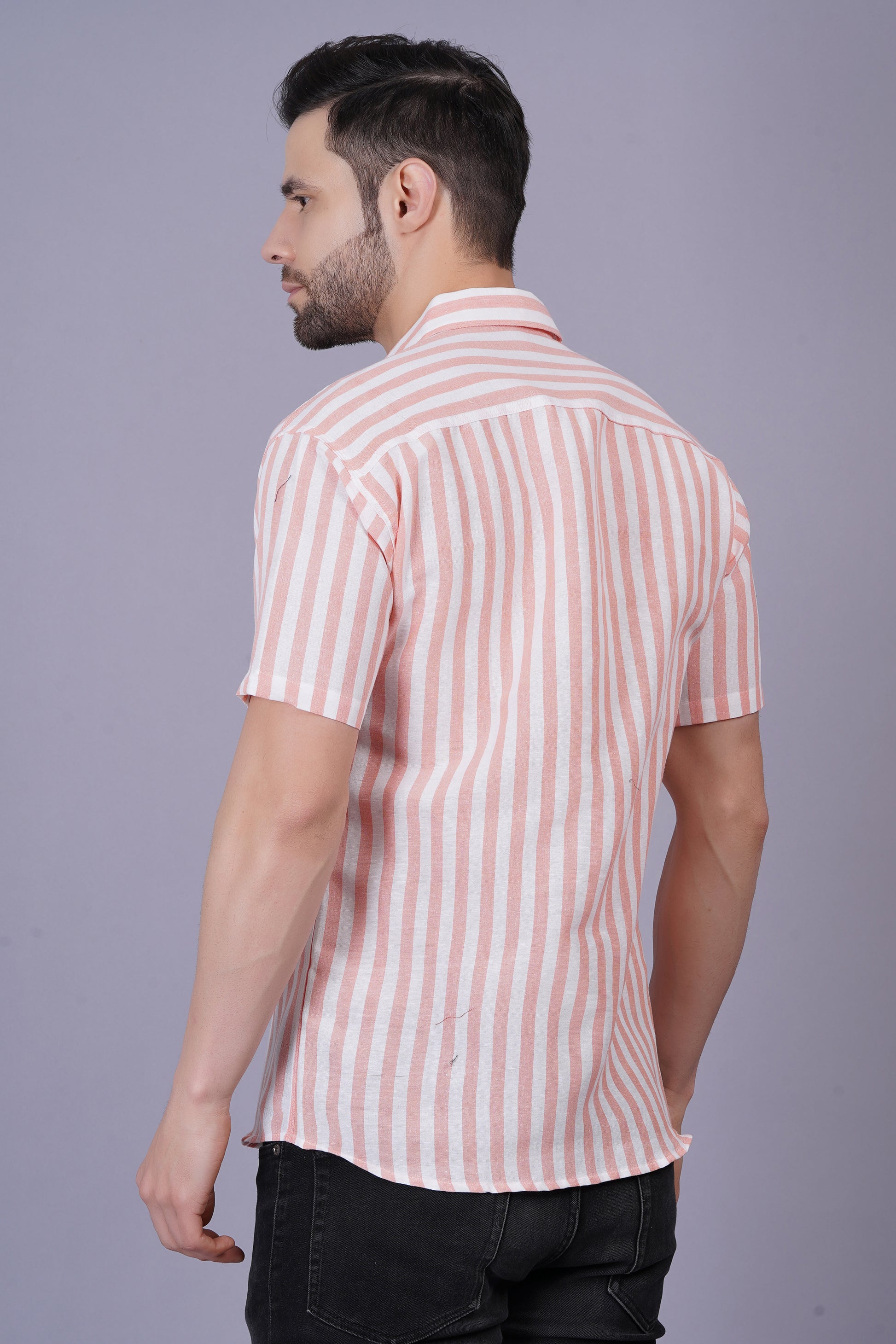 Orange Khadi Cotton Fabric Regular Fit Men's Casual Shirt