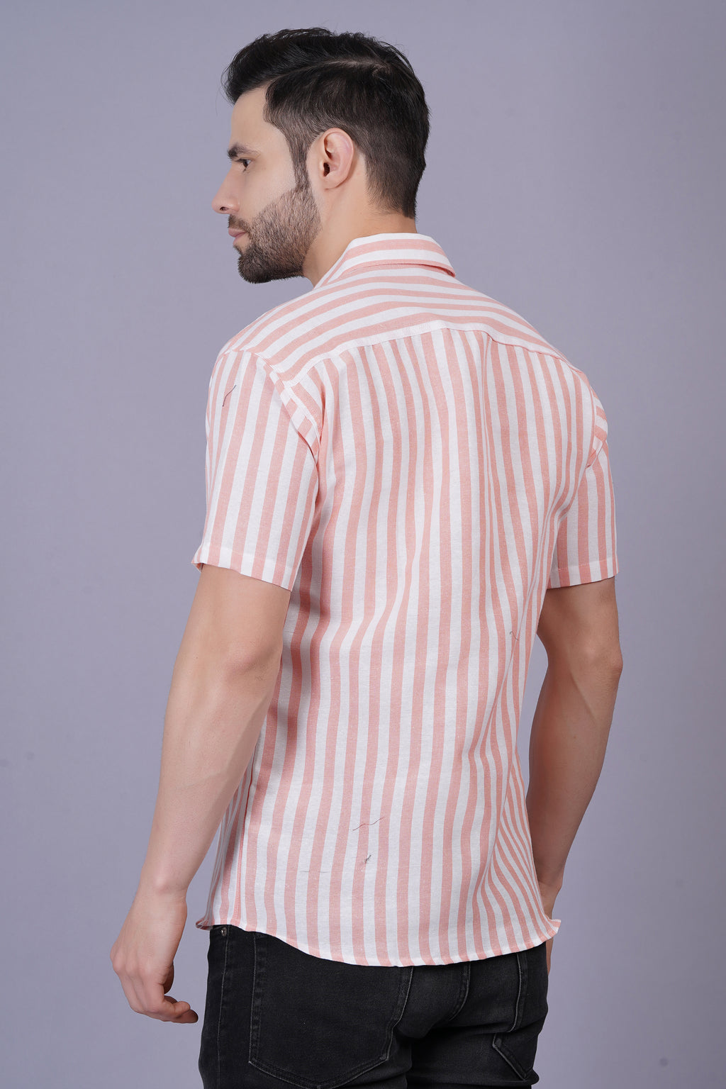 Orange Khadi Cotton Fabric Regular Fit Men's Casual Shirt