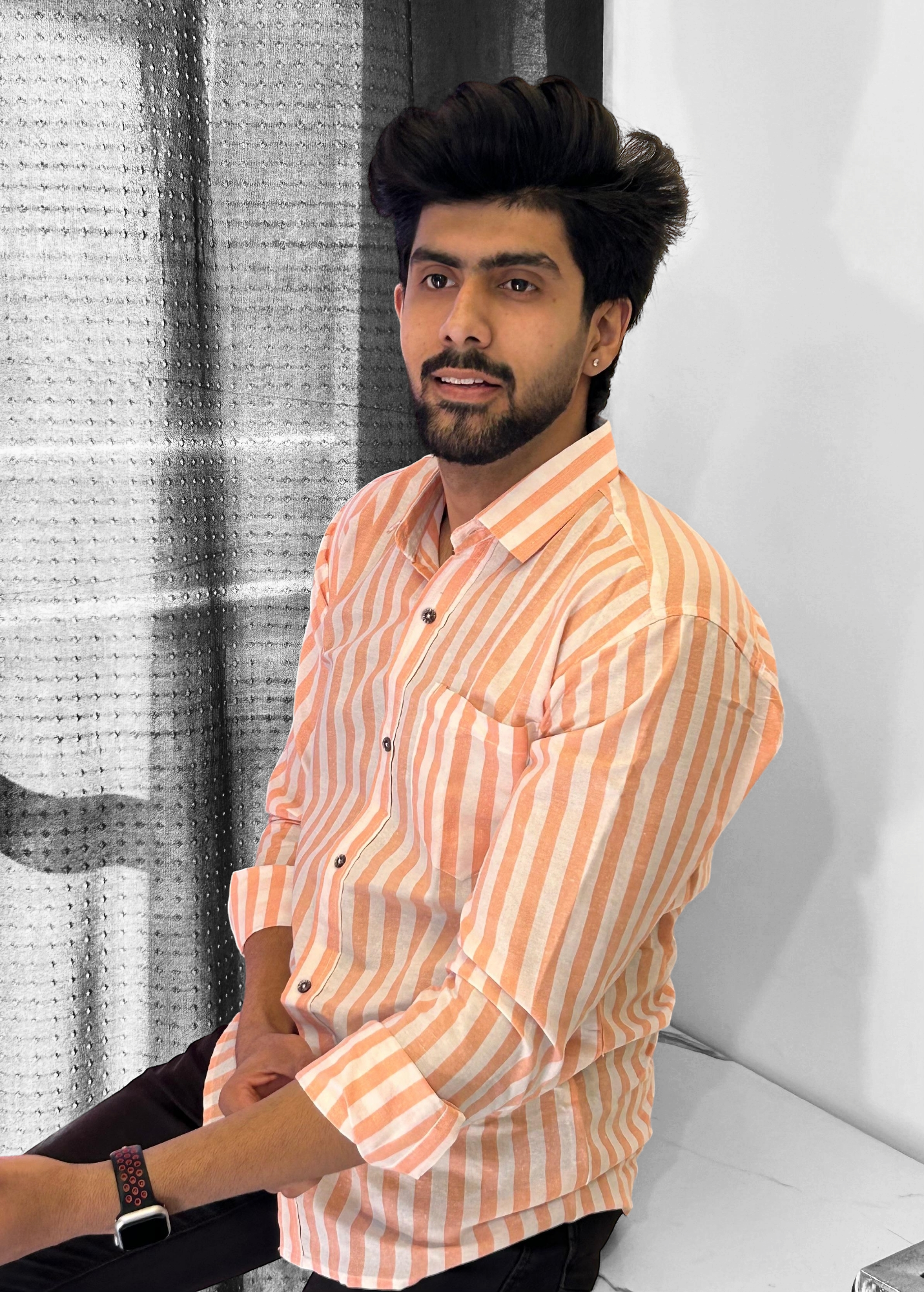 Orange Khadi Cotton Fabric Full Sleeve Casual Shirt