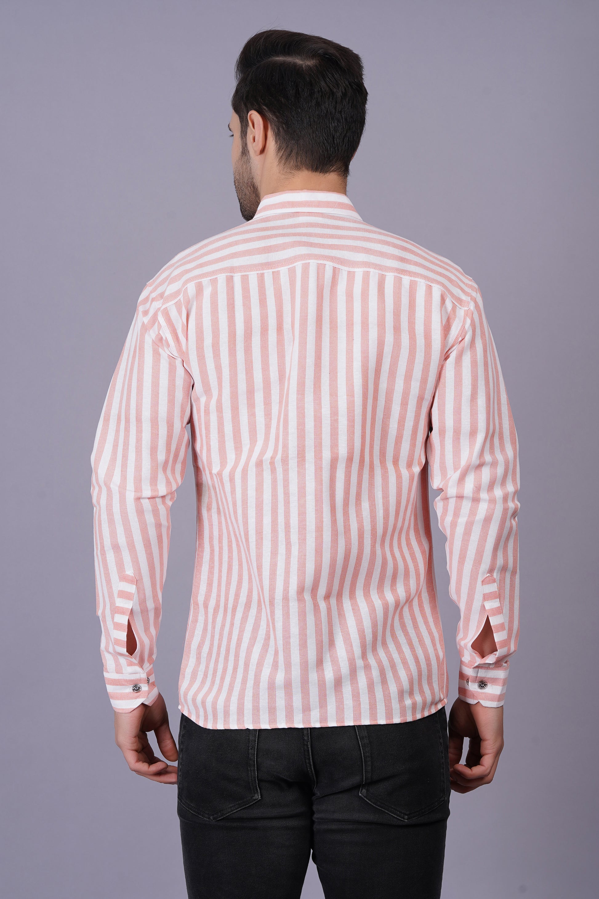 Orange Khadi Cotton Fabric Full Sleeve Casual Shirt