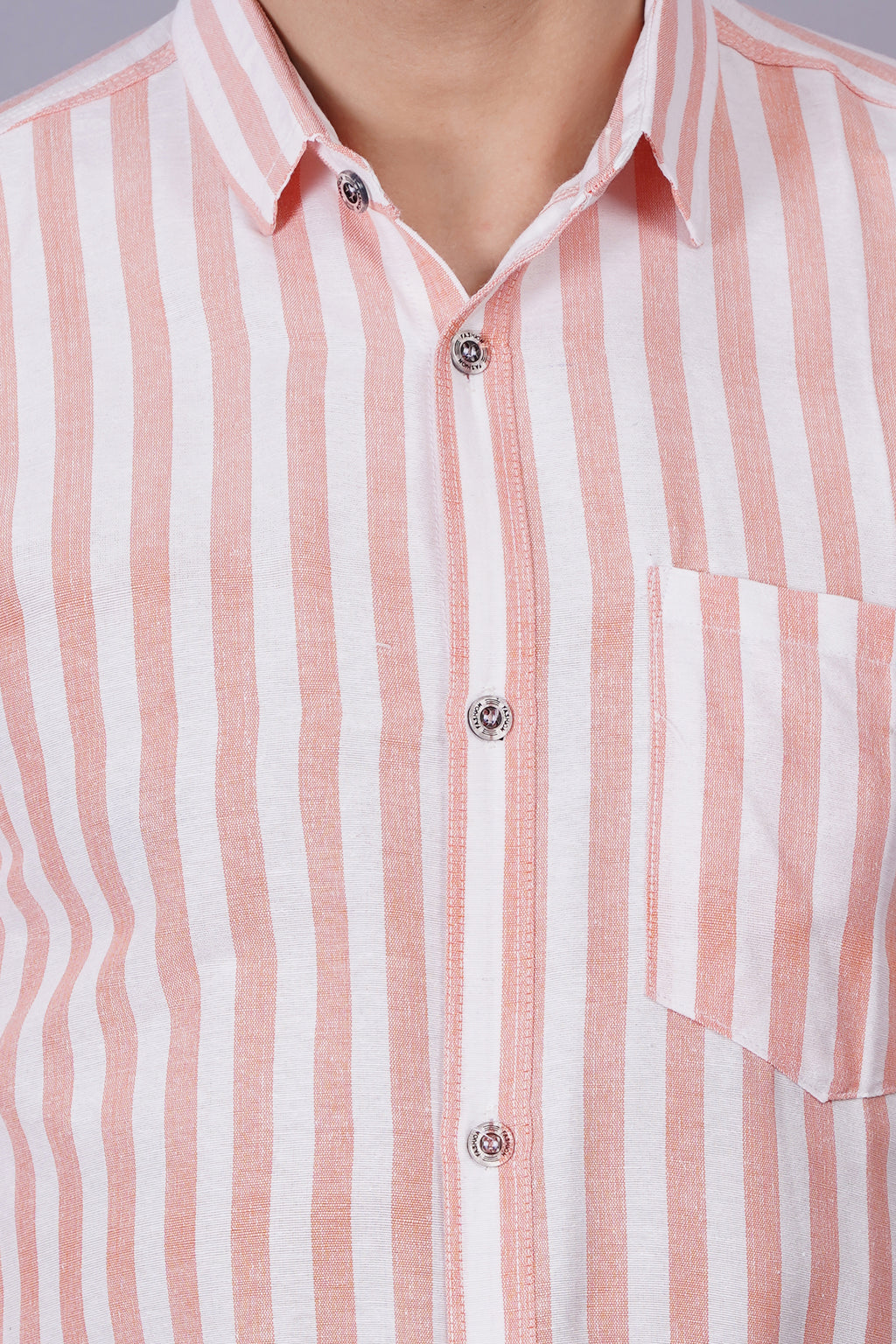 Orange Khadi Cotton Fabric Full Sleeve Casual Shirt