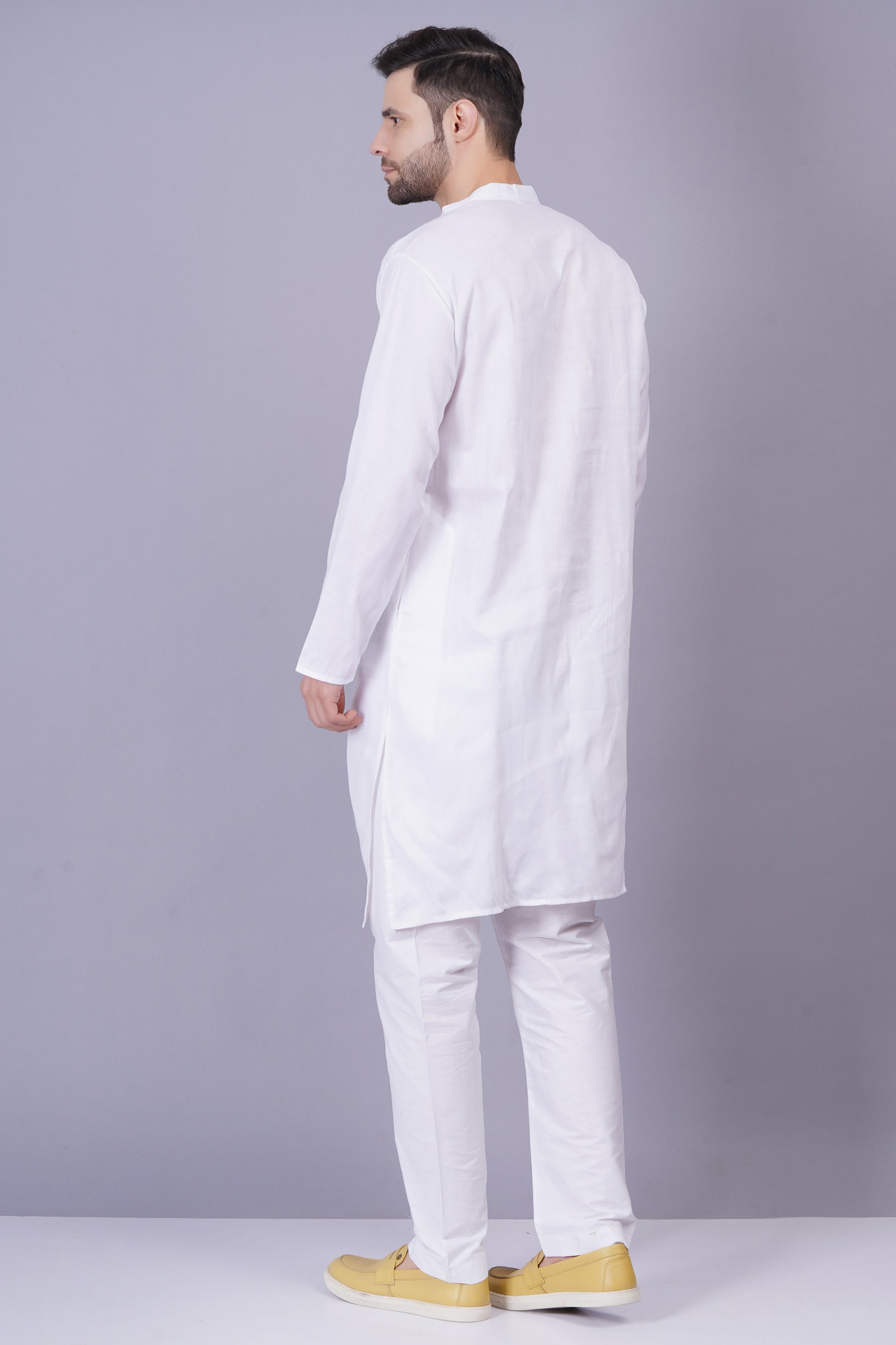 White Cotton Kurta Pyjama