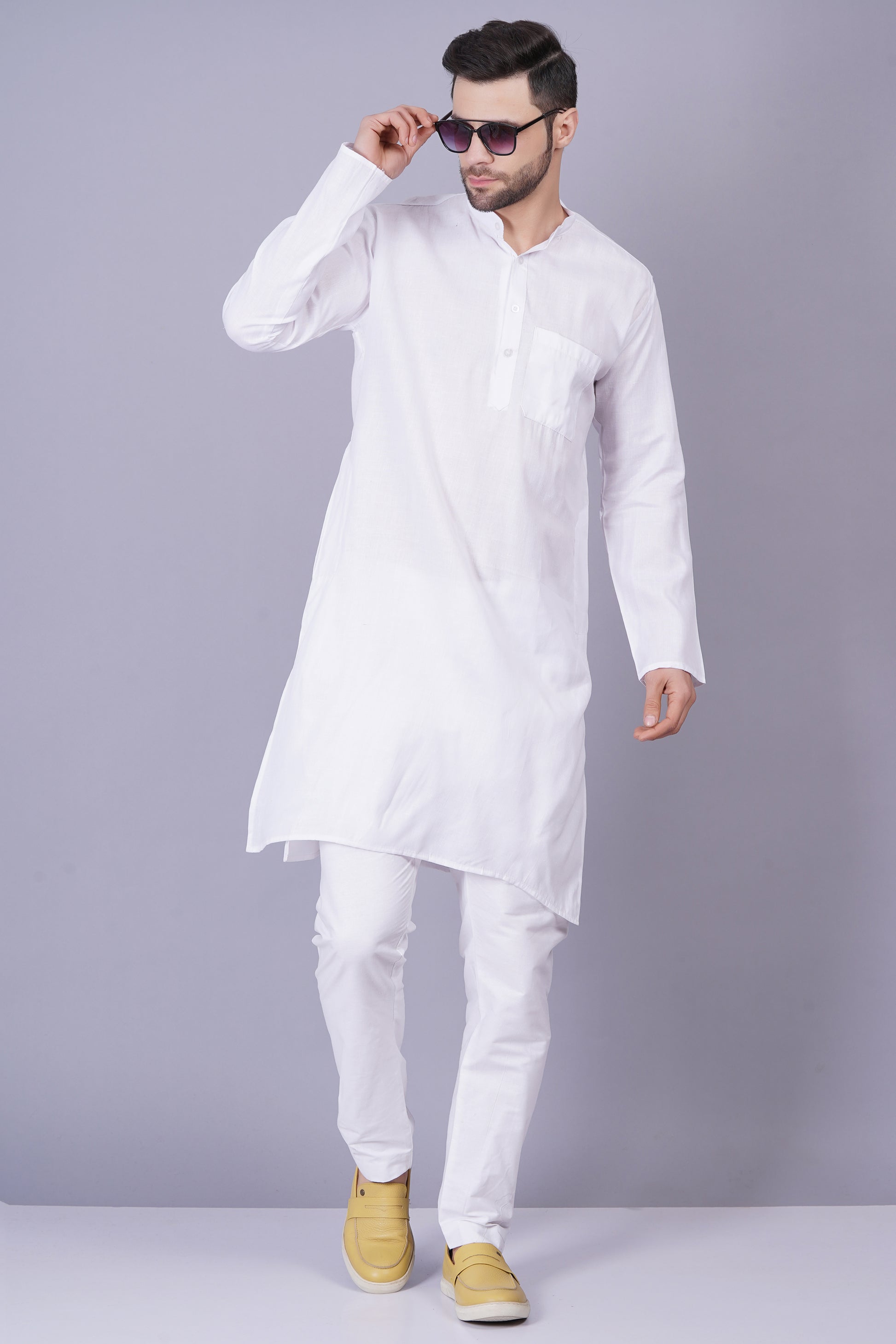 White Cotton Kurta Pyjama