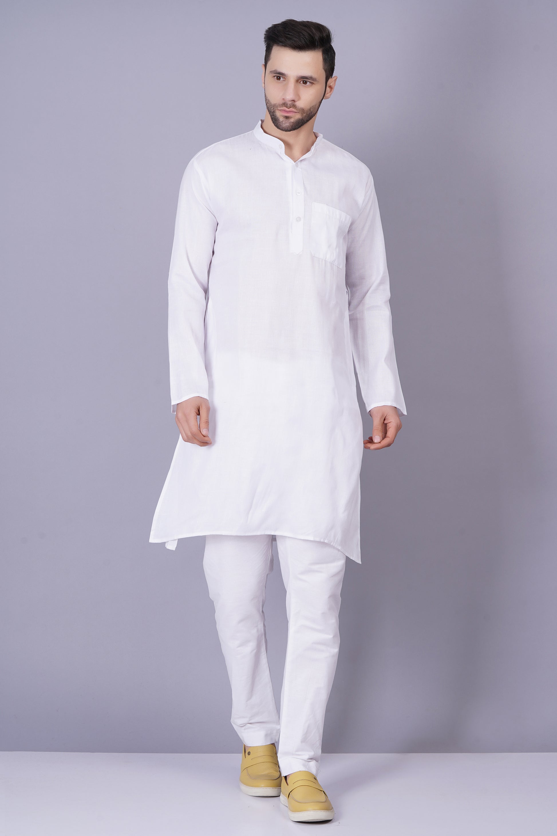 White Cotton Kurta Pyjama