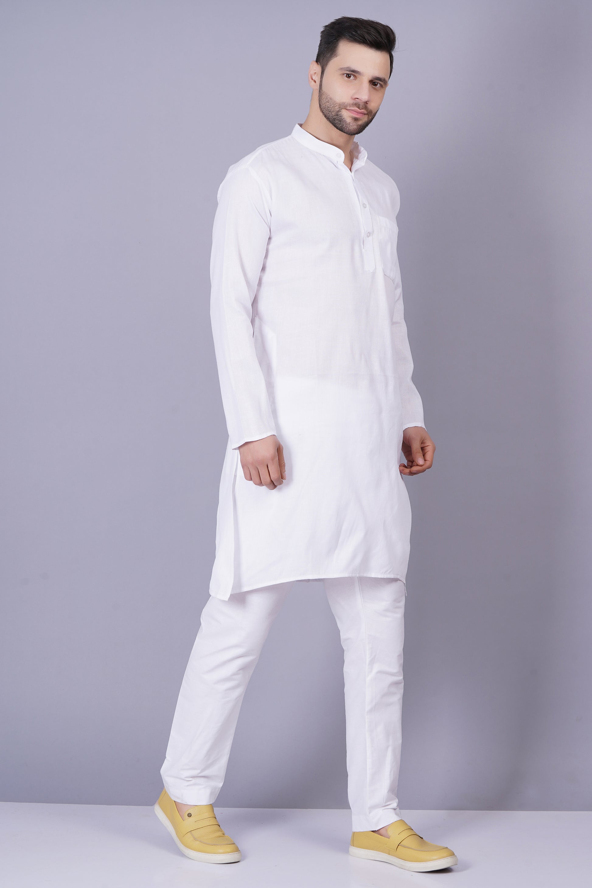 White Cotton Kurta Pyjama