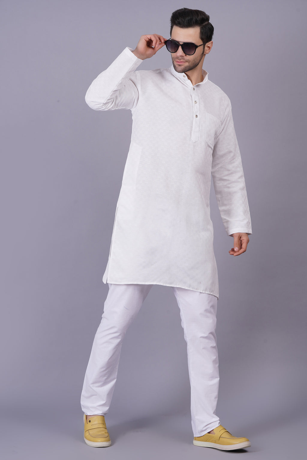 Cotton Kurta Pyjama Self Design for Men